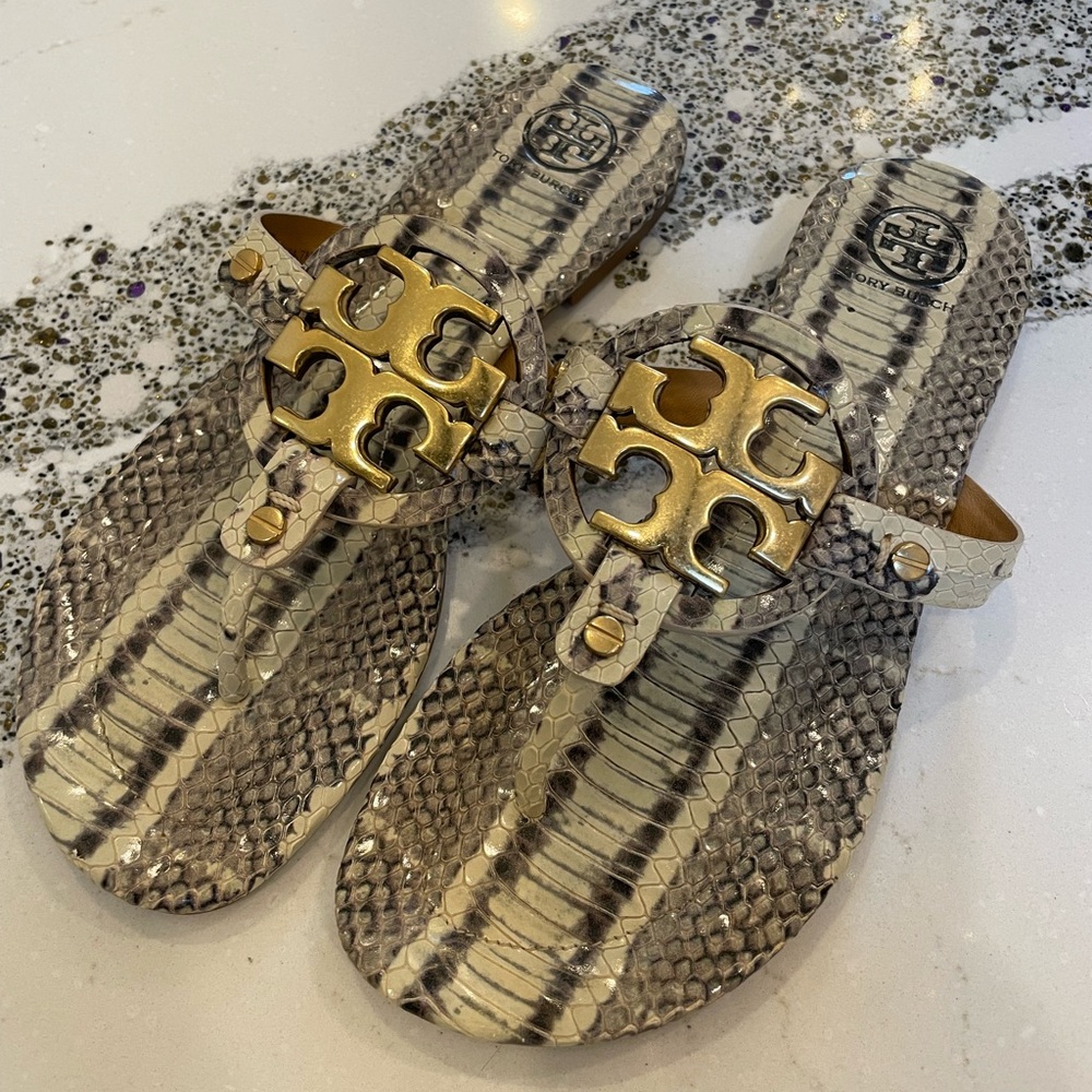 Tory Burch Miller Sandals, snakeskin